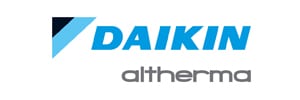 Imagotipo de Daikin con el logotipo de la gama de aerotermia Daikin Altherma