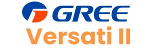 Imagotipo de GREE con el logotipo de la gama de aerotermia Gree Versati II